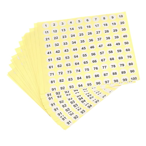 1 to 100 Number Stickers Number Label Self Adhesive Marked Sticker 13mm/0.5", Pack of 15