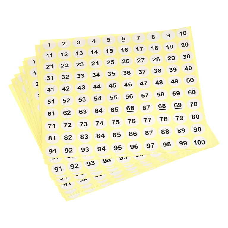 1 to 100 Number Stickers Number Label Self Adhesive Marked Sticker