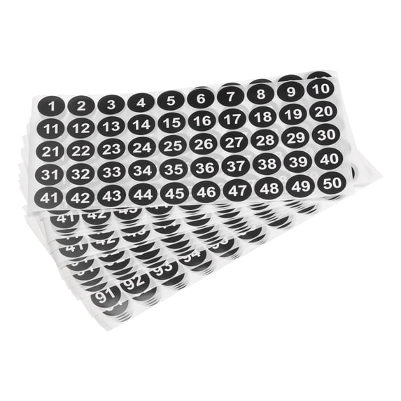 1 to 100 Number Stickers Number Label Self Adhesive Marked Sticker Black and White, Pack of 20