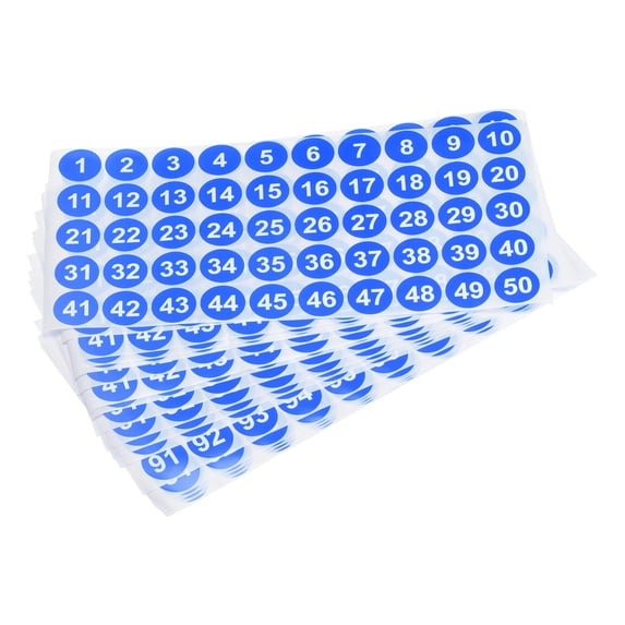 1 to 100 Number Stickers Number Label Self Adhesive Marked Sticker Blue and White, Pack of 20