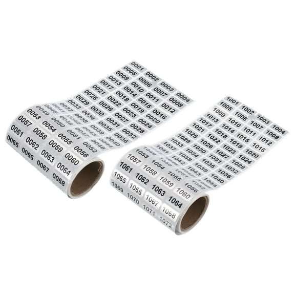 1 to 1000, 1001 to 2000 Consecutive Number Stickers Inventory Label Black Numbers, Total 2000pcs