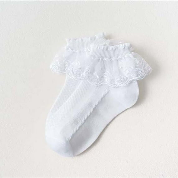 1 to 12 Years New Spring Autumn Thin Children Lace Socks Kids Cotton Socks Mesh Girls Short Dance Socks WHITE M(FOR AGES 4-6)