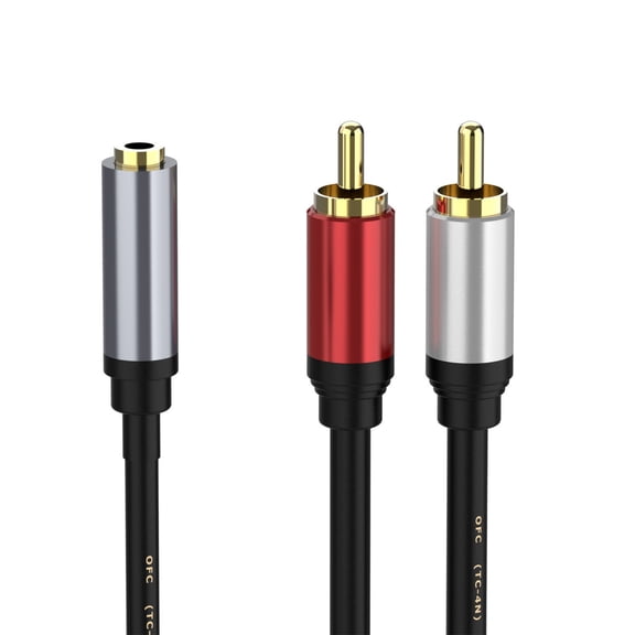 1 to 2 Auditory Cord 3.5mm to 2RCA Stereo Auditory Adapter Cord for Smooth Connection Mobile Devices to Stereo Receivers