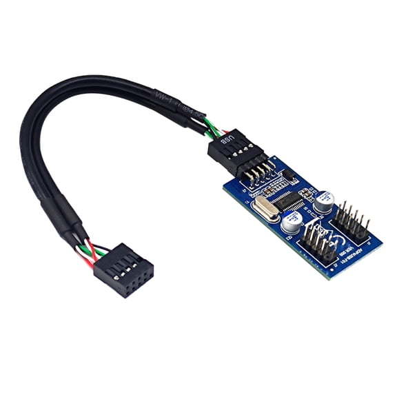1 to 2 Motherboard 9 Pin USB Header Splitter, USB 2.0 HUB Connector Adapter Port Multiplier 9 pin