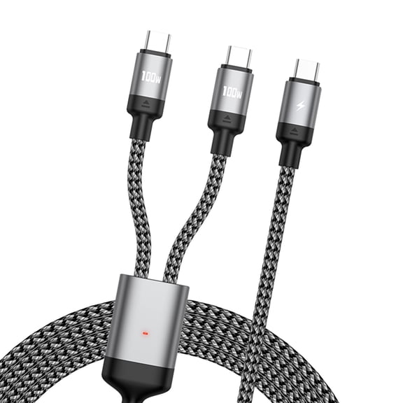1 to 2 USB C Splitter Cable PD100W Fast Charging and Data Transfer for Phone 16 and More Electronic Devices