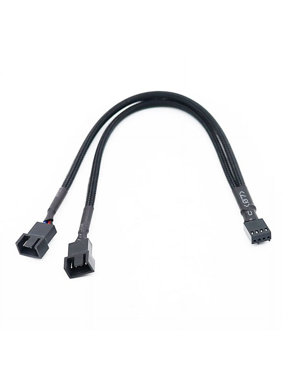 1 to 2 Way Braided Cable Y Splitter 3/4 Pin PWM PC Fan Adapter Cable