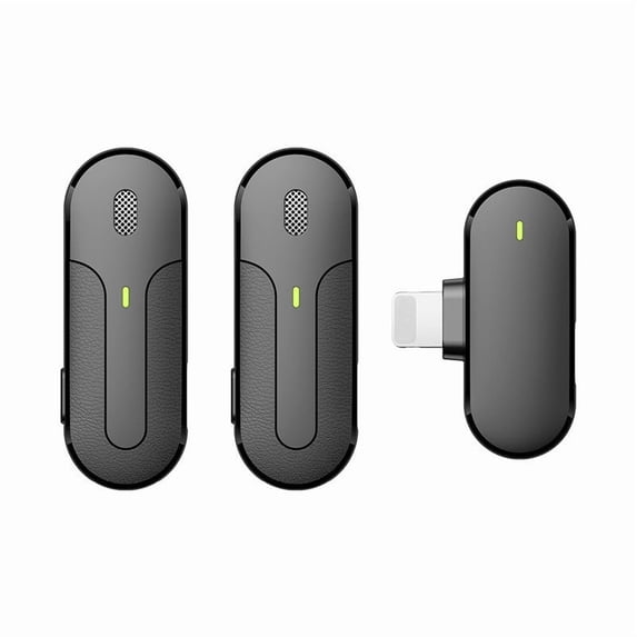 1-to-2 Wireless Lavalier Microphone, Auto Noise Cancellation Clip-on Mic for Outdoor Live Stream Audio Recording, Dual Transmitter Wireless Mic for iPhone Android Camera Interview Vlog