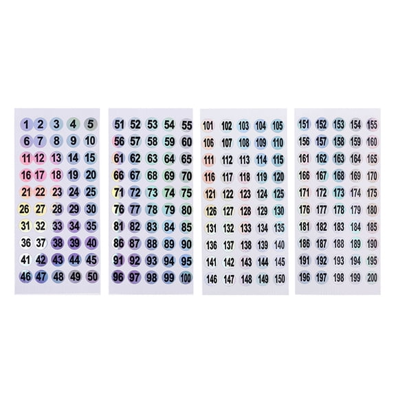 1 to 200 Number Stickers Self-Adhesive Round Number Labels Inventory Stickers