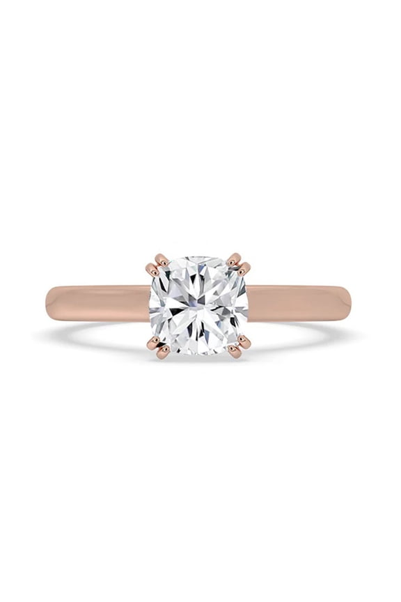1 to 3 Carat Cushion Cut E VS1 Lab Grown Diamond Engagement Ring Rose Gold Ring