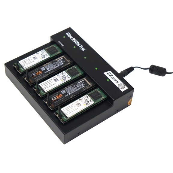 1 to 4 M.2 Duplicator - M.2 NVMe and M.2 SATA Compact Cloner 45MB/sec (MiniMVMe Plus)
