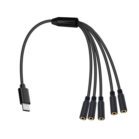 1 to 5 Type C to 3.5mm Female Splitter 5Way Splitter Cable Compatible for Mobile Devices Music Accessory
