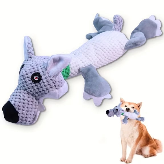 1 wolf shaped dog toy, plush dog toy, interactive dog toy, relieve dog mood, suitable for small, medium and large dogs