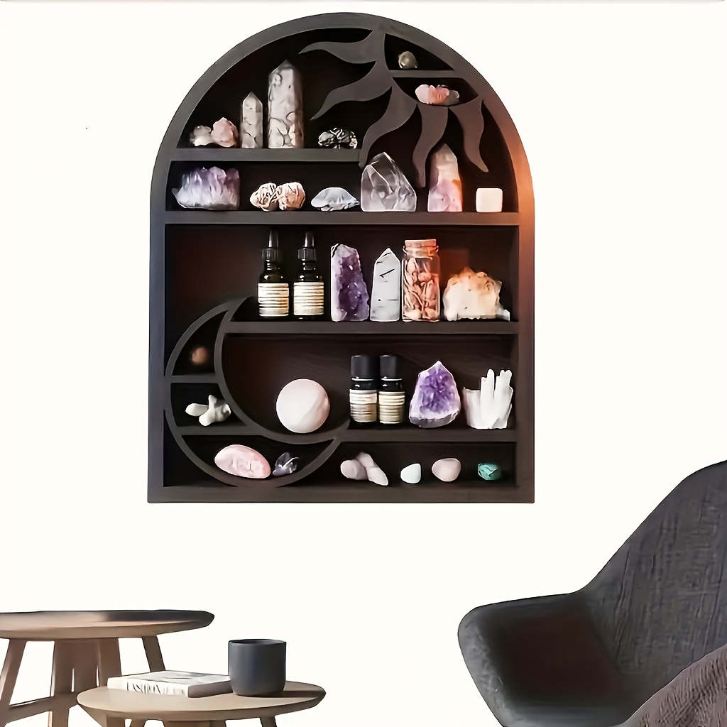 1 wooden storage rack for moon and sun - crystal display screen for ...