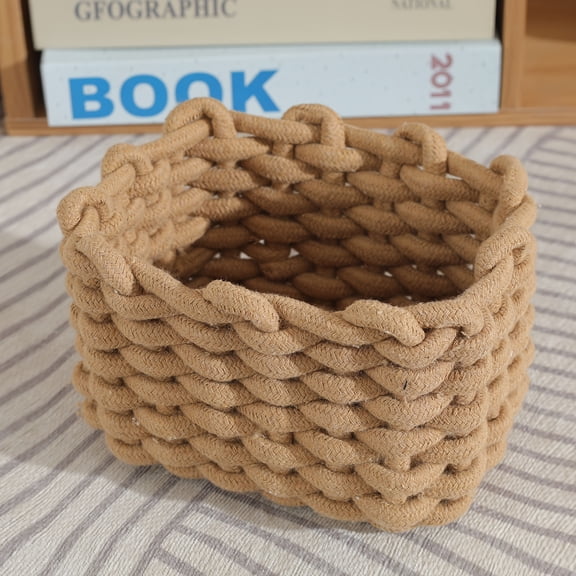 1 woven rope storage basket - a natural jute storage box suitable for bathrooms, desks, or picnics, bathroom storage item