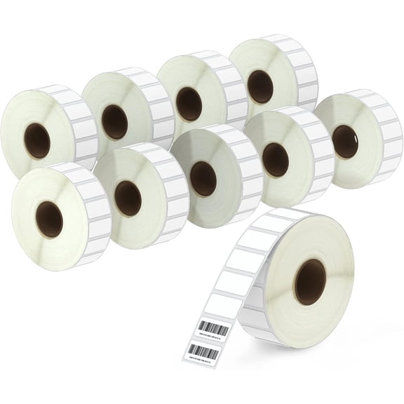 1" x 0.5" (25 mm x 13 mm) Small Labels Compatible with Zebra & More Label Printer,Premium Adhesive & Perforated [10 Rolls, 24300 Labels]