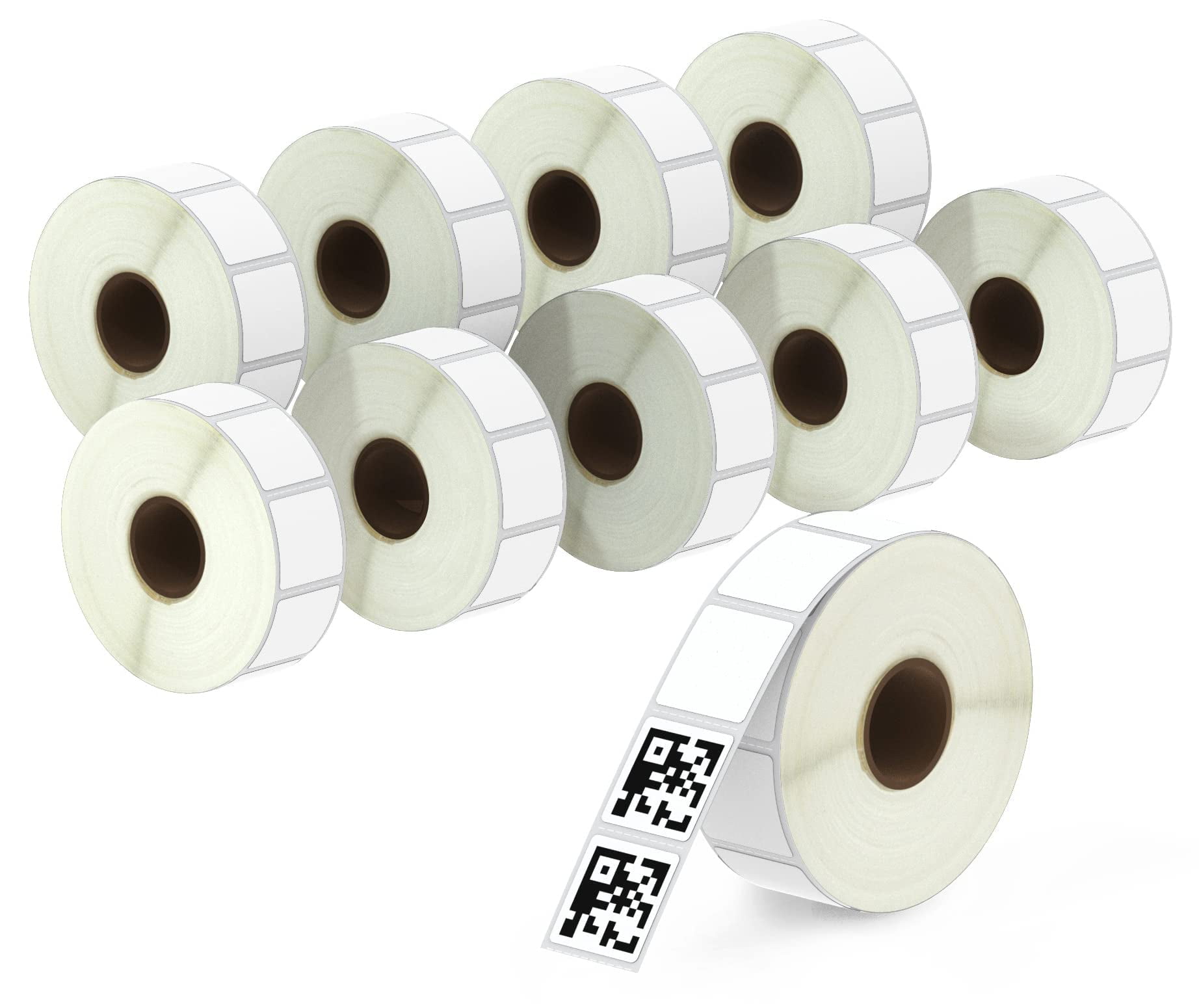 1" x 1" (25 mm x 25 mm) Square QR Code Labels Compatible with Zebra & More Label Printer,Premium Adhesive & Perforated [10 Rolls, 13800 Labels]