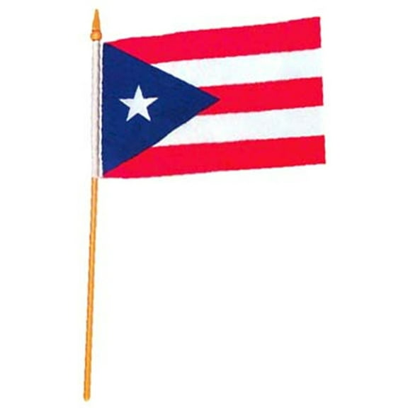 1 x 1.5' Puerto Rico Flags Wooden Dowel Parade Flags