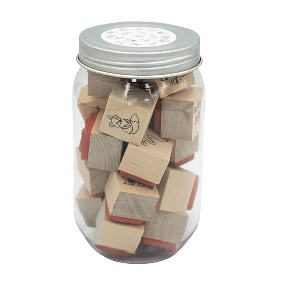Recollections 1" x 1" Assorted Animal Jar of Wood Stamps - Woods Stamps for Stationary, Projects, Arts & Crafts - Bulk 6 Pack (108 Total Stamps)