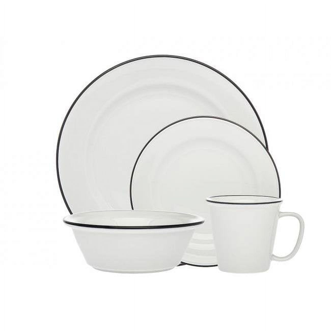 1 x 1 x 1 in. Bistro Band Porcelain Dinnerware Set, Black - 16