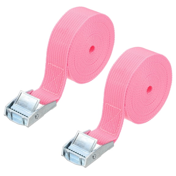 1" x 11 ft Lashing Strap with Buckles, 2 Pcs Cam Buckle Tie Down Straps Cinch Straps Up to 551 lbs, Pink
