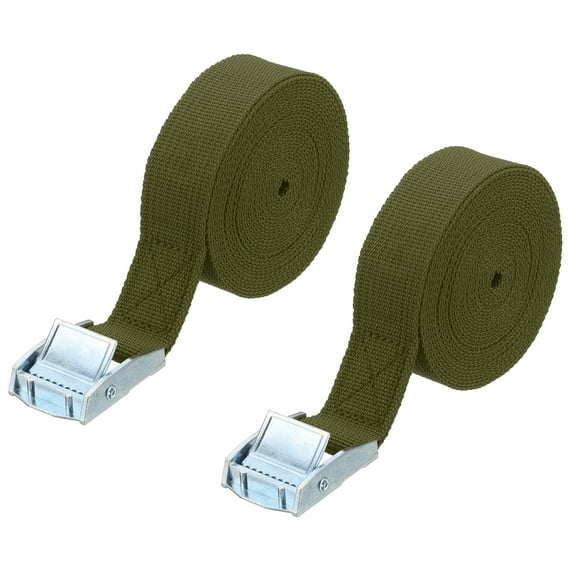 1" x 13 ft Lashing Strap with Buckles, 2 Pcs Cam Buckle Tie Down Straps Cinch Straps Up to 551 lbs, Army Green