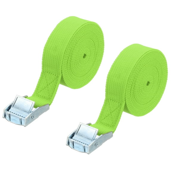 1" x 13 ft Lashing Strap with Buckles, 2 Pcs Cam Buckle Tie Down Straps Cinch Straps Up to 551 lbs, Fluorescent Green