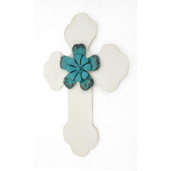 1" x 15.75" x 23.75" White Rustic Cross Wooden - Wall Decor