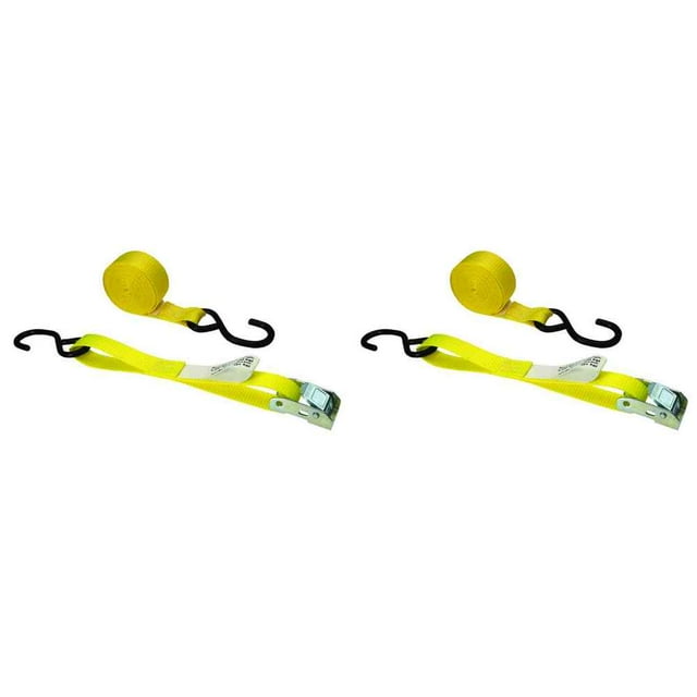 1" x 15' Cam Strap w/ S-Hooks - 2 Pack