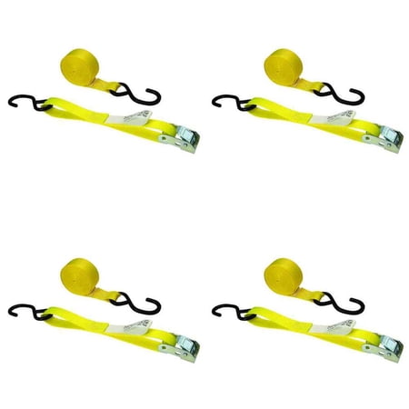 1" x 15' Cam Strap w/ S-Hooks - 4 Pack