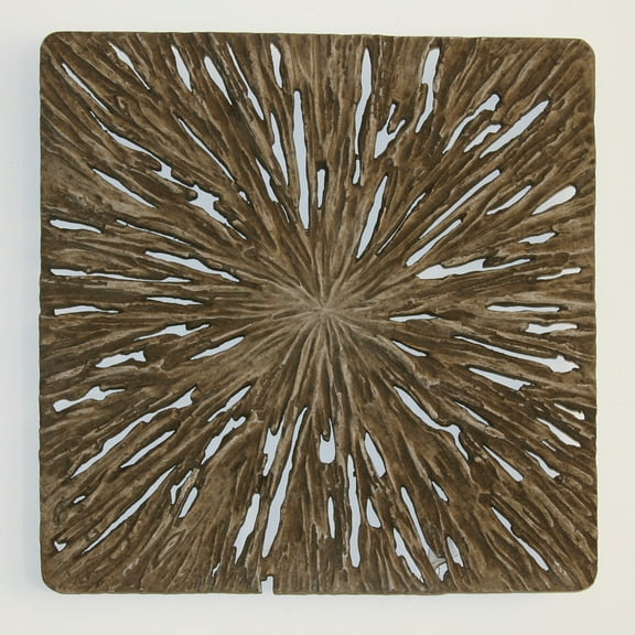 1" x 19" x 19" Brown Square Rotten Wood Wall Decor
