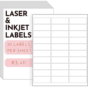 1" x 2-5/8" Address Labels, 1200 White Mailing Labels, 40 Sheets