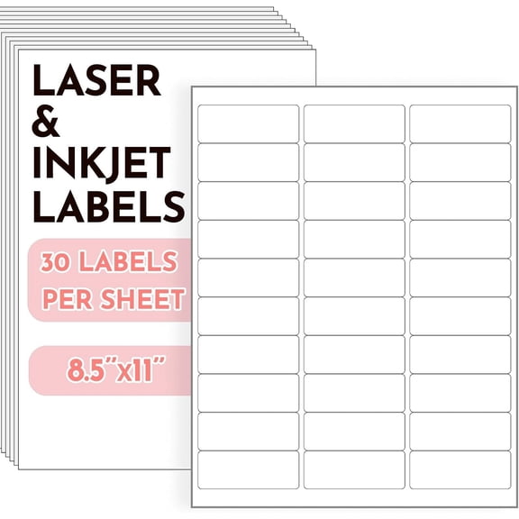 1" x 2-5/8" Address Labels, 1200 White Mailing Labels, 40 Sheets