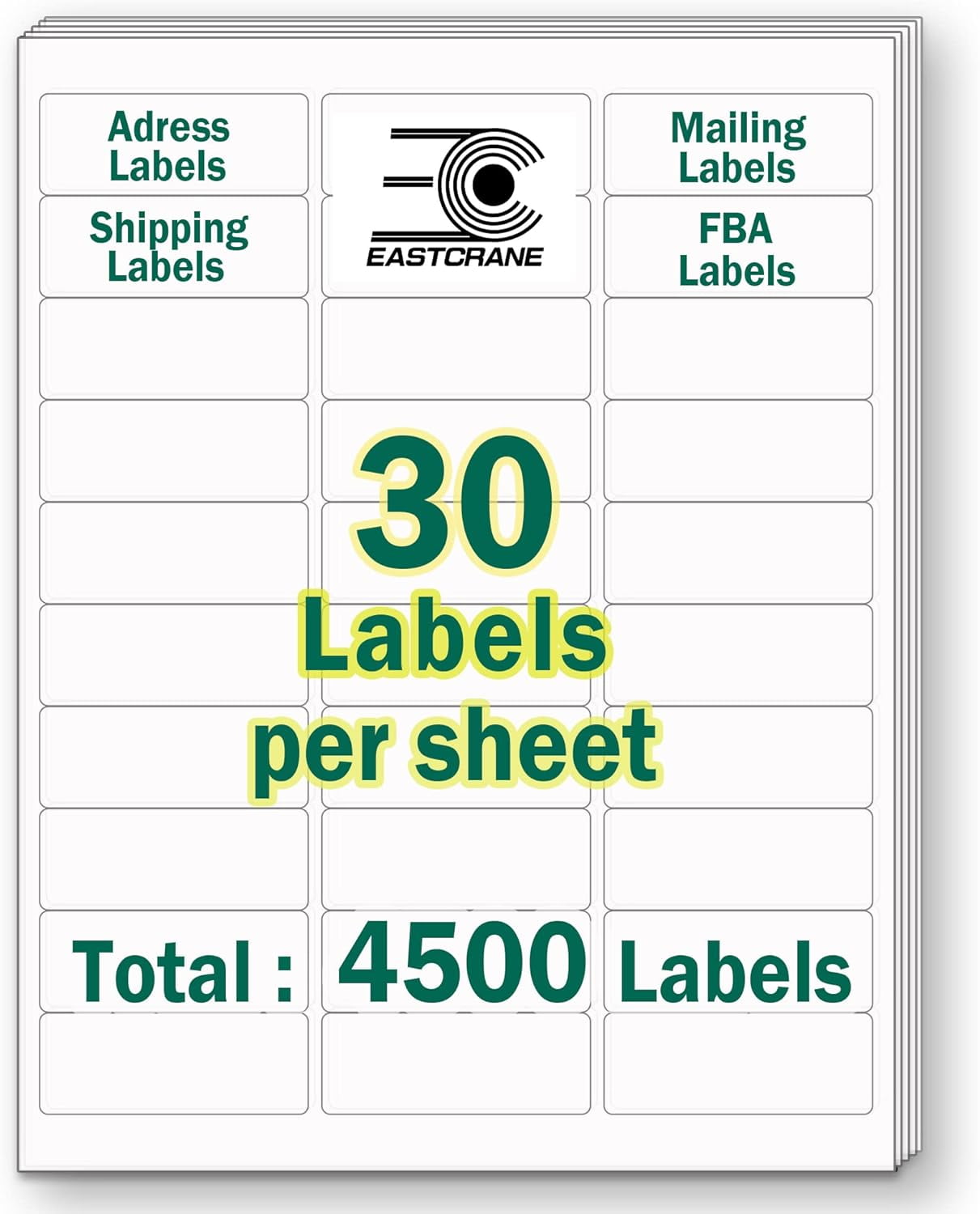 MACO White Laser/Inkjet Shipping Address Labels, Inkjet/Laser Printers, 1 X 2.63, White, 30 Labels/Sheet, 100 Sheets/Box