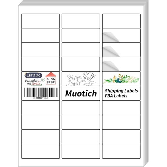 1" x 2-5/8" White Blank Printable Shipping Label, 500 Sheets 15000 Labels Address Labels, Mailing for Laser & Inkjet Printer, Strong Adhesive FBA Easy to Peel