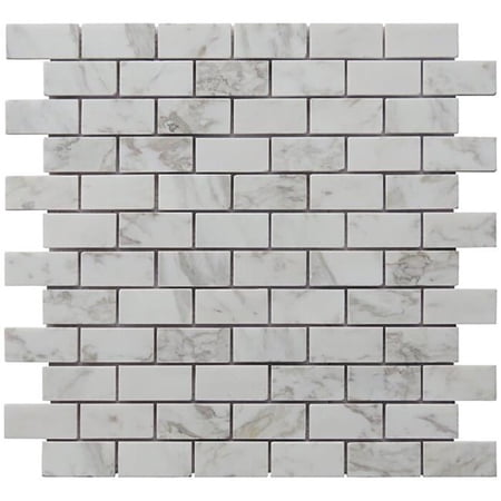 1 x 2 in. Carrara Stone Mini Brick Pattern Mosaic