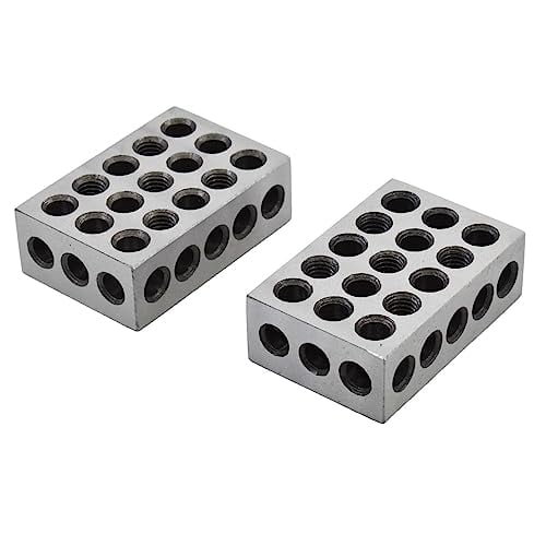 1 x 2 x 3 Inch Blocks Matched Pair 23 Holes Hardened Steel HRC 57-62 ...