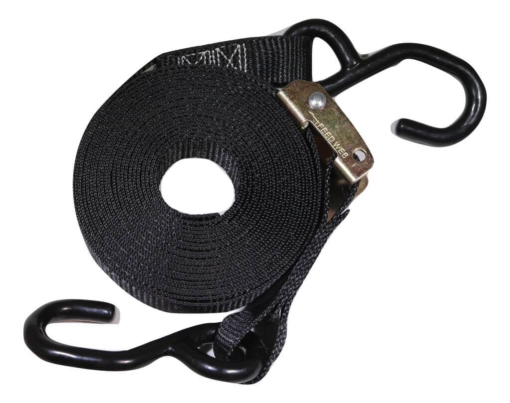 1" x 20 ft Heavy Duty Cam Buckle Tie Down Strap w/ Vinyl S Hooks