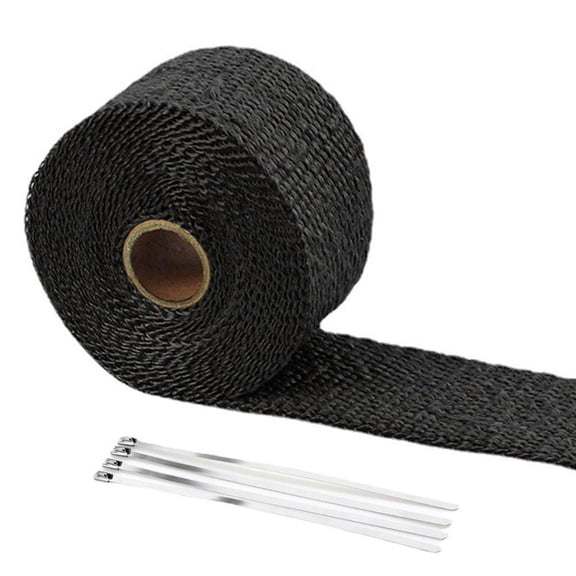 1" x 200" Exhaust Wrap,Titanium Exhaust Heat Wrap,Fiberglass Exhaust Header Wrap Roll with 4 Stainless Steel Ties,High Temp Heat Shield Tape for Motorcycle Car Truck Exhaust Pipes
