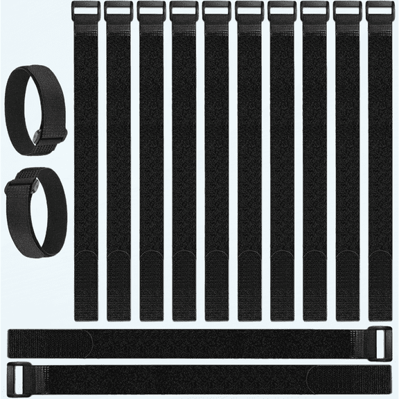 1"x 24"-12 pcs Adjustable Hook and Loop Cable Straps - Fastening Releasable Cable Straps with Buckles - Adjustable Hook and Loop Securing Straps - Cinch Straps for Cable Tidy - Cord Organiser