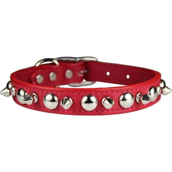 1 x 24 in. Spike & Stud Dog Collar, Red