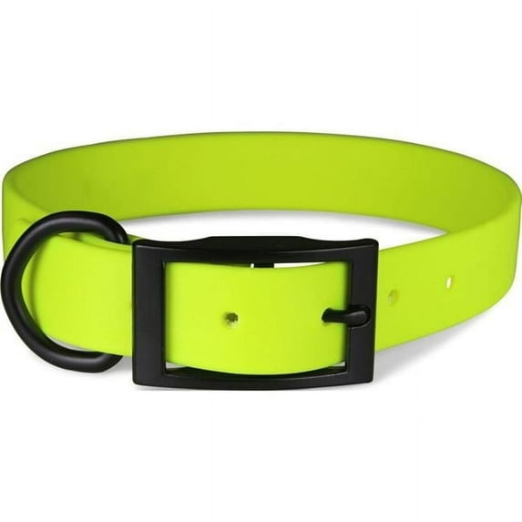 1 x 24 in. Zeta Biothane Dog Collar with Black Hardware, Black & Neon Yellow