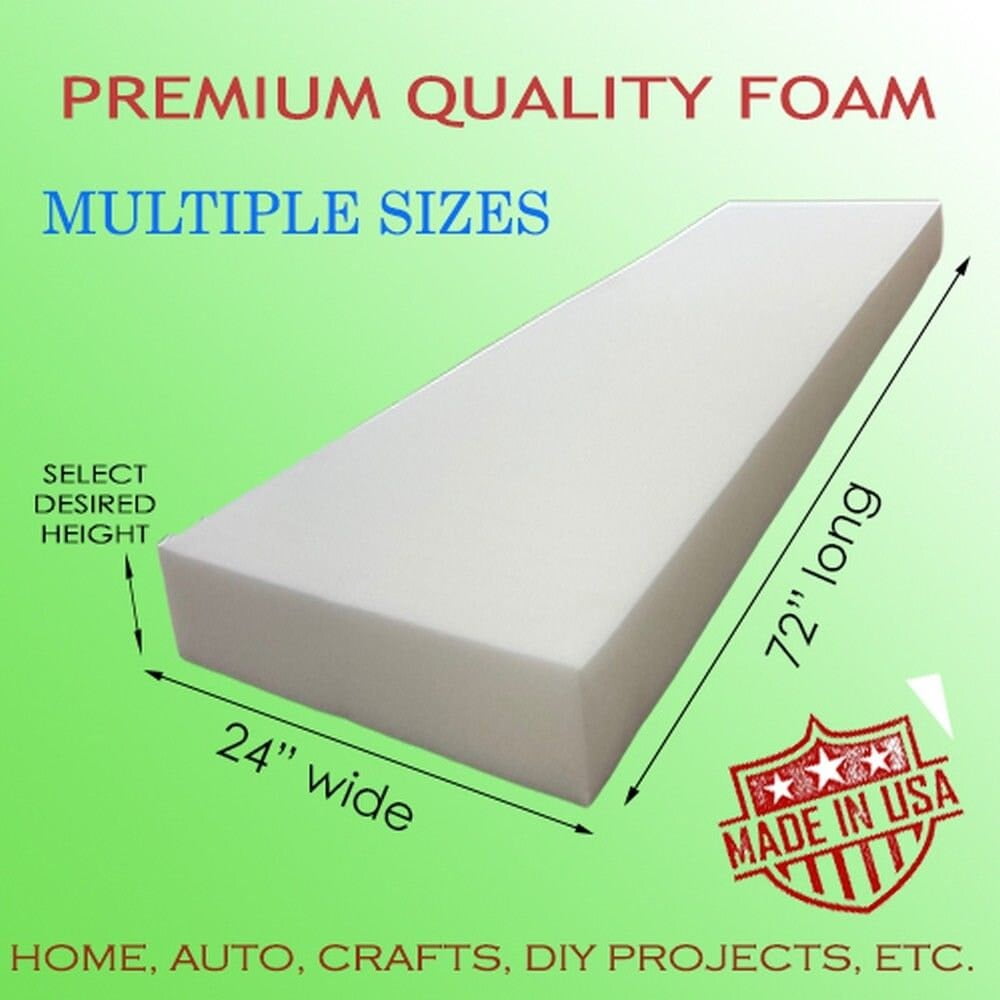 FoamFit Upholstery Foam 3 inch Thick 30 Wide 72 Inches Long High Density 1.8 lb 46 ILD Firm Couch Cushion Replacement