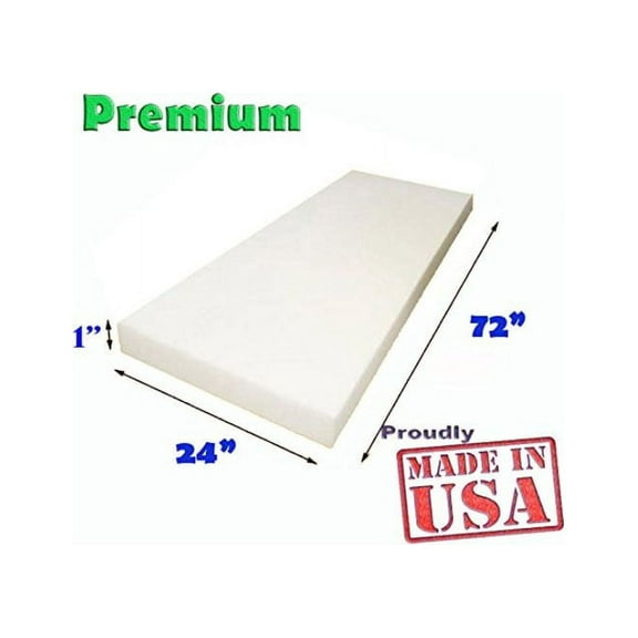 1" x 24"x 72" Upholstery Foam Cushion (Seat Replacement , Upholstery Sheet , Foam Padding)