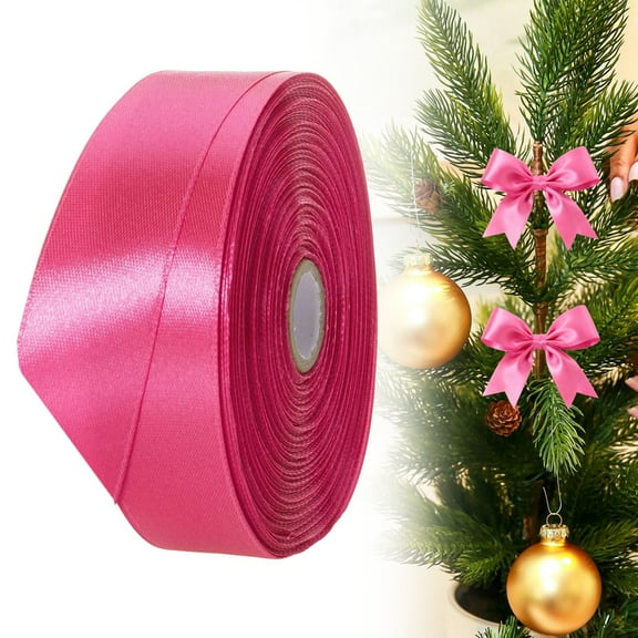 1" x 25 Yards Rose Red Satin Ribbon Roll for All Occasion Decor & Gifts, Quality Polyester Ribbon for Romantic, Holiday Wrapping, Wedding Bouquets, Crafting, and Party Supplies, By Harlik