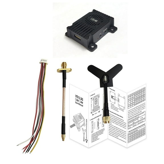 1 x 3.3G 4W FPV VTX 8CH 4000mw FPV Video Transmitter Kit-Black