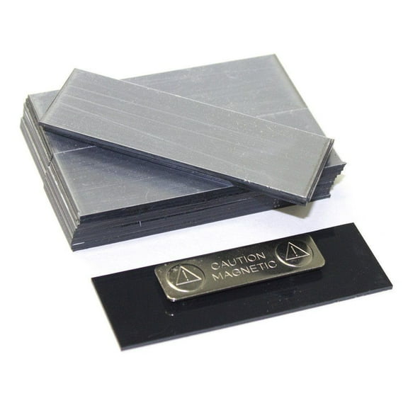 1" x 3" Name Tag Badge Blanks with Magnetic Backing - 25 Pack (Silver)