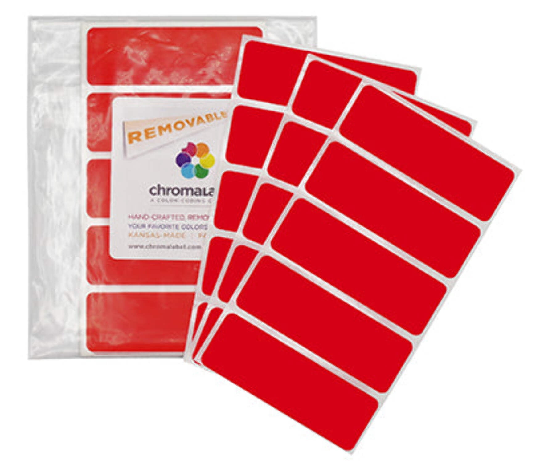 ChromaLabel 2x3 Inch Removable Rectangle Labels - 150 Assorted Fluorescent Labels, Color-Coding For Organization