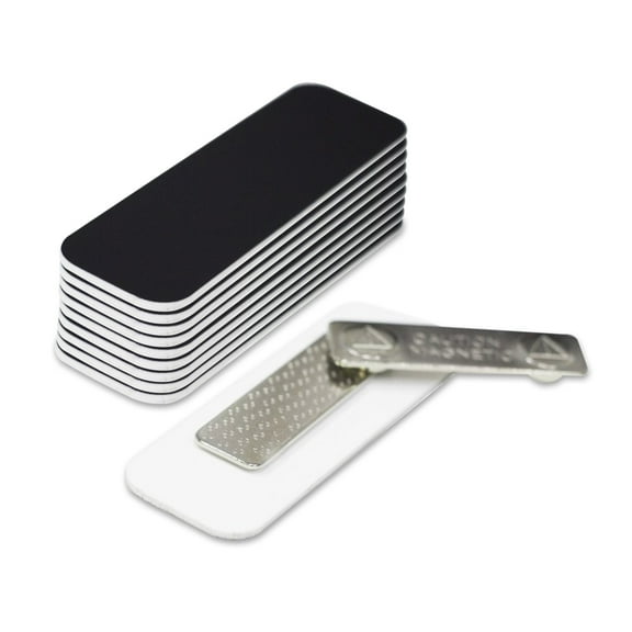 1" x 3" Round Corner Name Tag Badge Blanks with Magnetic Backing - 10 Pack (Black)