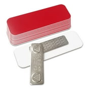 1" x 3" Round Corner Name Tag Badge Blanks with Magnetic Backing - 10 Pack Red