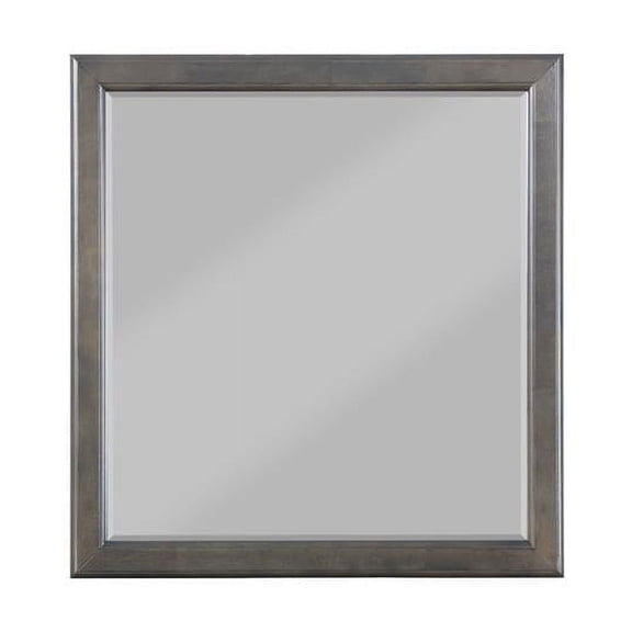 1 x 36 x 38 in. Dark Gray Wood Mirror